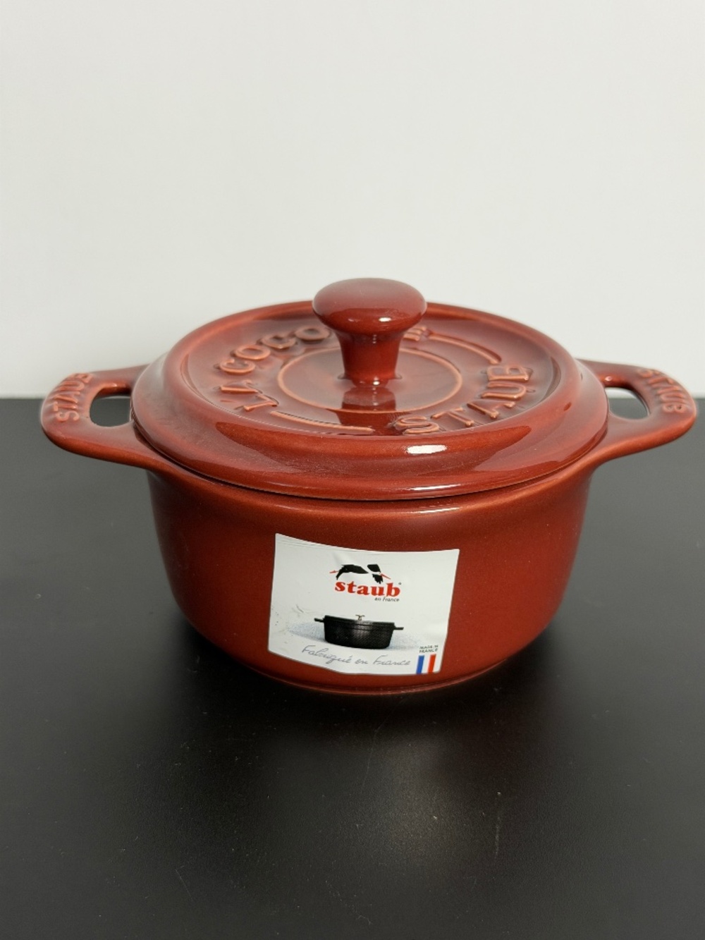 Staub Mini Ceramic La Cocotte Dark Red 0.2L/0.25Qt 10cm/4.0" Ramekin New No Box